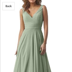 Silver sage chiffon bridesmaid dress